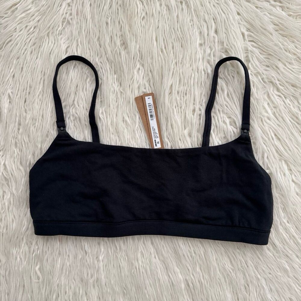 Skims Cotton Jersey Maternity Nursing Scoop Bralette 
Soot Size Medium
